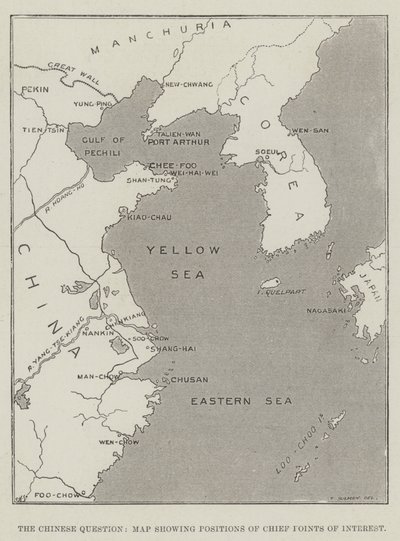 The Chinese Question, Map Showing Positions of Chief Points of Interest by Thomas Sulman
